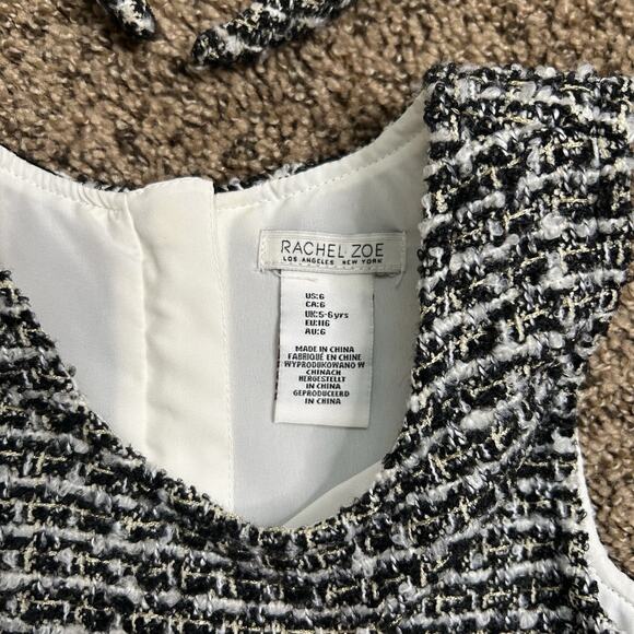 Rachel Zoe Size 6 Shift Metallic Black/White/Gold Tweed Holiday Dress& Headband - Picture 4 of 13
